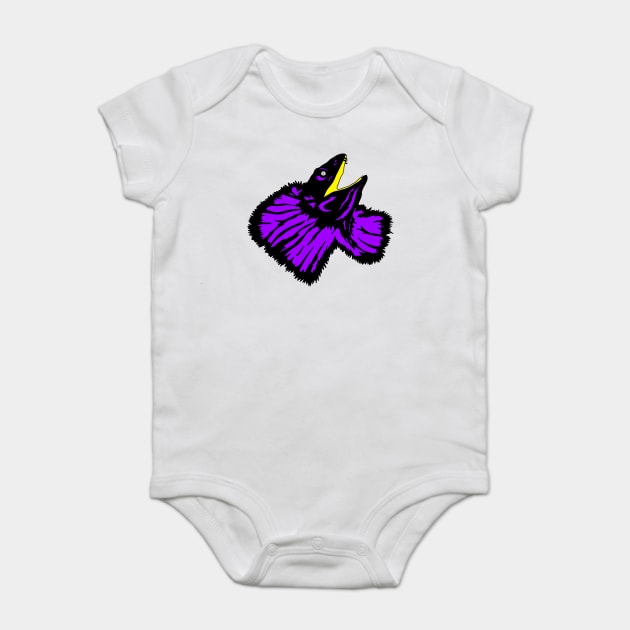 Neon Purple Frilled-neck Lizard Baby Bodysuit by H. R. Sinclair